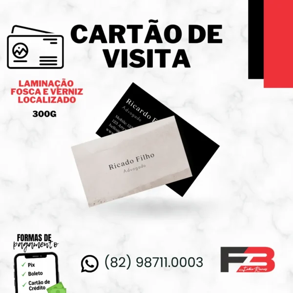 Cartões de visita Verniz Localizado